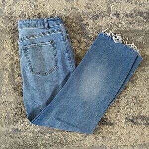 Harper Heritage High Rise Straight Blue Frayed Hem Jeans 28